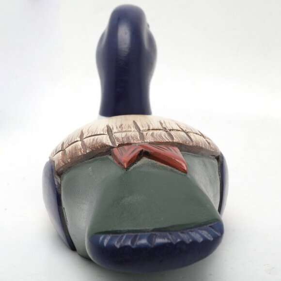 Vintage Wooden Mallard Duck Decoy Bird Handmade 90s Waterfowl Nature Blue Green - Picture 9 of 10